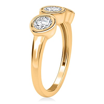 Moissanite 1.35 ctw Solitaire Ring in 18K Vermeil Yellow Gold Over Sterling Silver (Size 10.0)