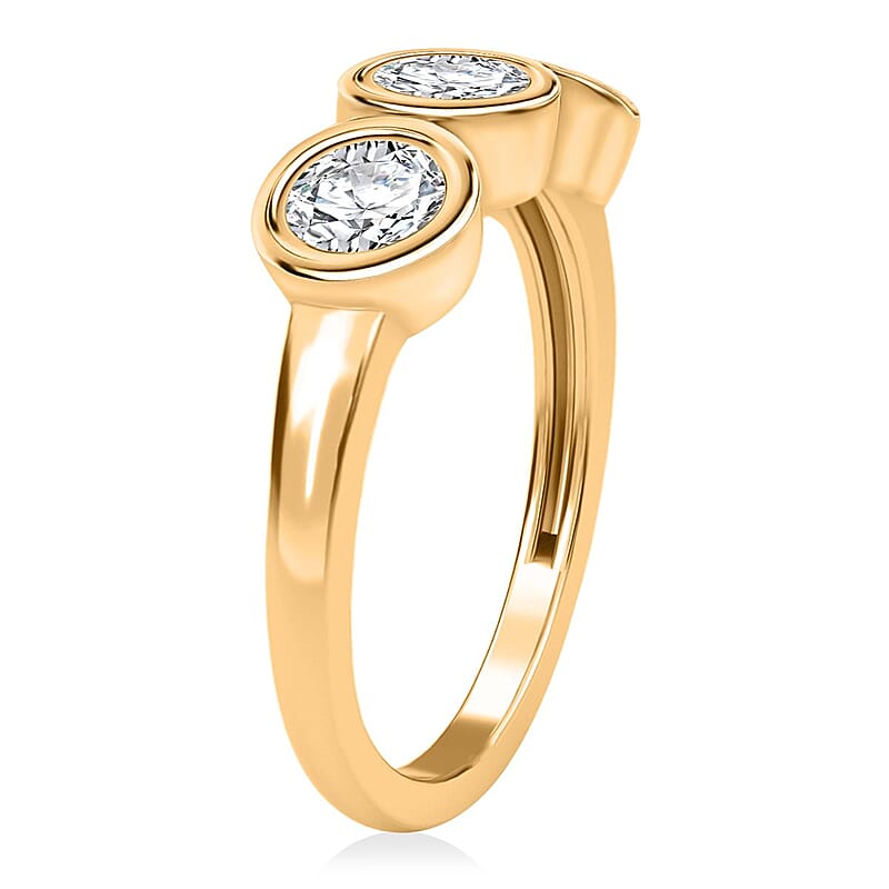 Moissanite 1.35 ctw Solitaire Ring in 18K Vermeil Yellow Gold Over Sterling Silver (Size 10.0)