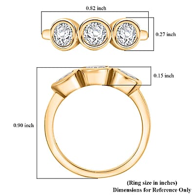 Moissanite 1.35 ctw Solitaire Ring in 18K Vermeil Yellow Gold Over Sterling Silver (Size 10.0)
