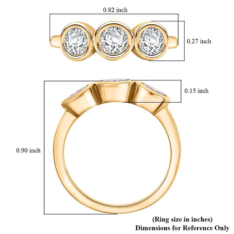 Moissanite 1.35 ctw Solitaire Ring in 18K Vermeil Yellow Gold Over Sterling Silver (Size 10.0)