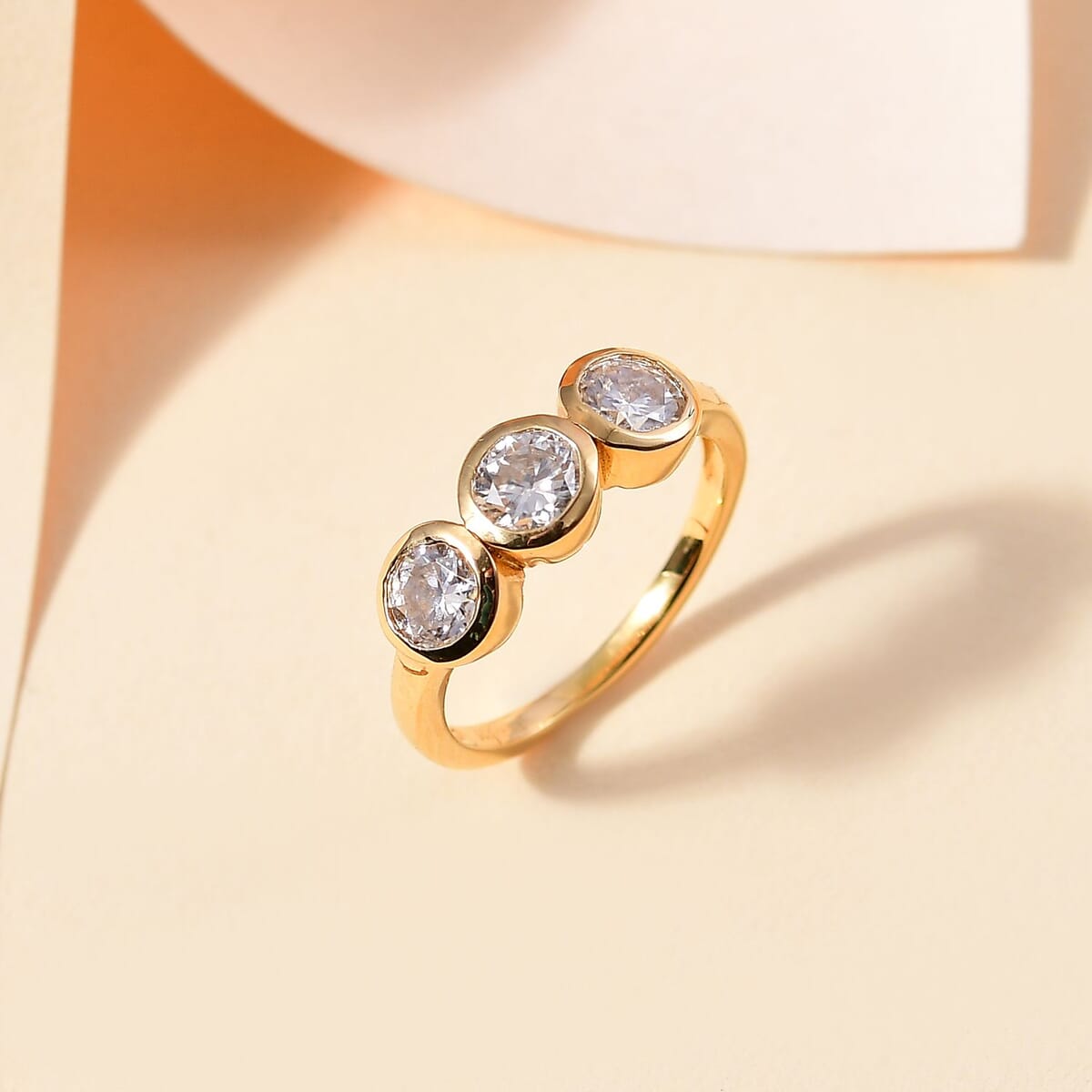 Moissanite 1.35 ctw Solitaire Ring in 18K Vermeil Yellow Gold Over Sterling Silver (Size 8.0) image number 1