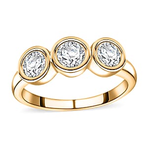 Moissanite 1.35 ctw Solitaire Ring in 18K Vermeil Yellow Gold Over Sterling Silver (Size 9.0)