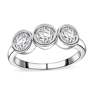 D'Joy Moissanite 1.35 ctw Solitaire Ring in Rhodium Over Sterling Silver (Size 6.0)