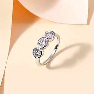 D'Joy Moissanite 1.35 ctw Solitaire Ring in Rhodium Over Sterling Silver (Size 6.0)