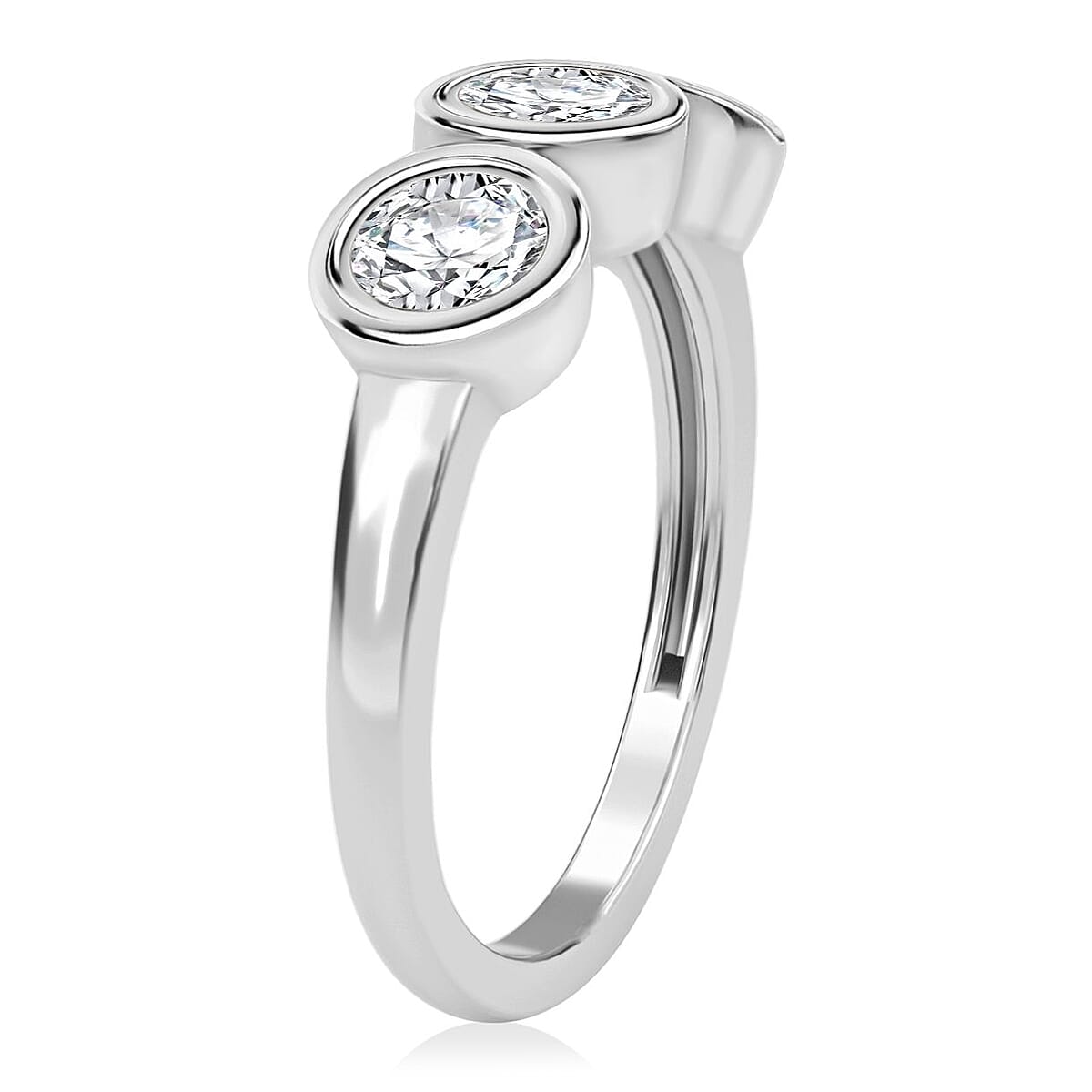 D'Joy Moissanite 1.35 ctw Solitaire Ring in Rhodium Over Sterling Silver (Size 6.0) image number 3