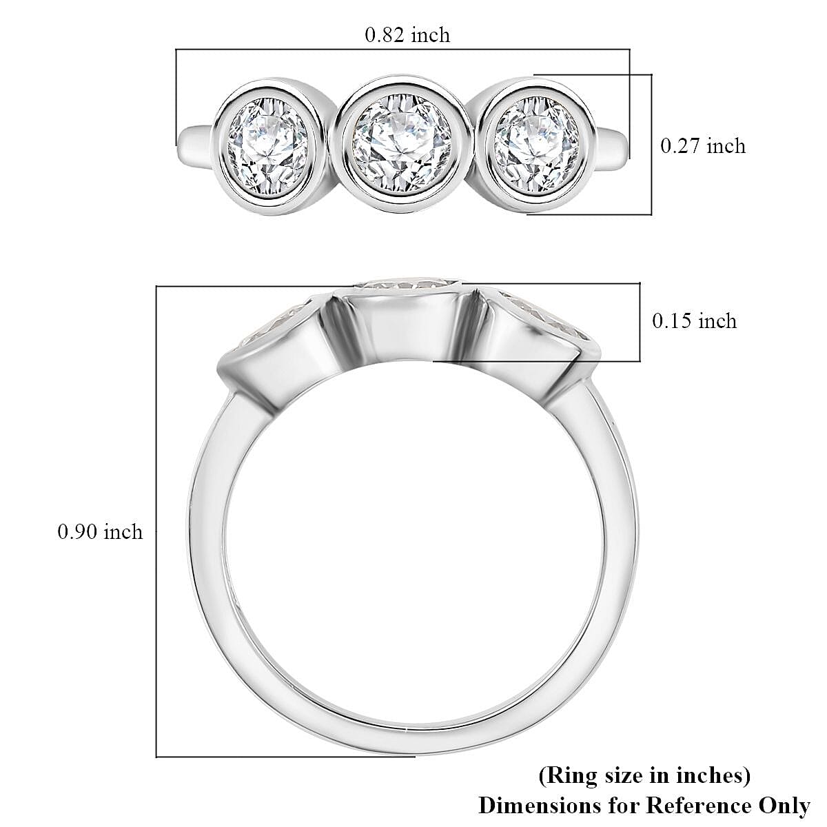 D'Joy Moissanite 1.35 ctw Solitaire Ring in Rhodium Over Sterling Silver (Size 6.0) image number 5