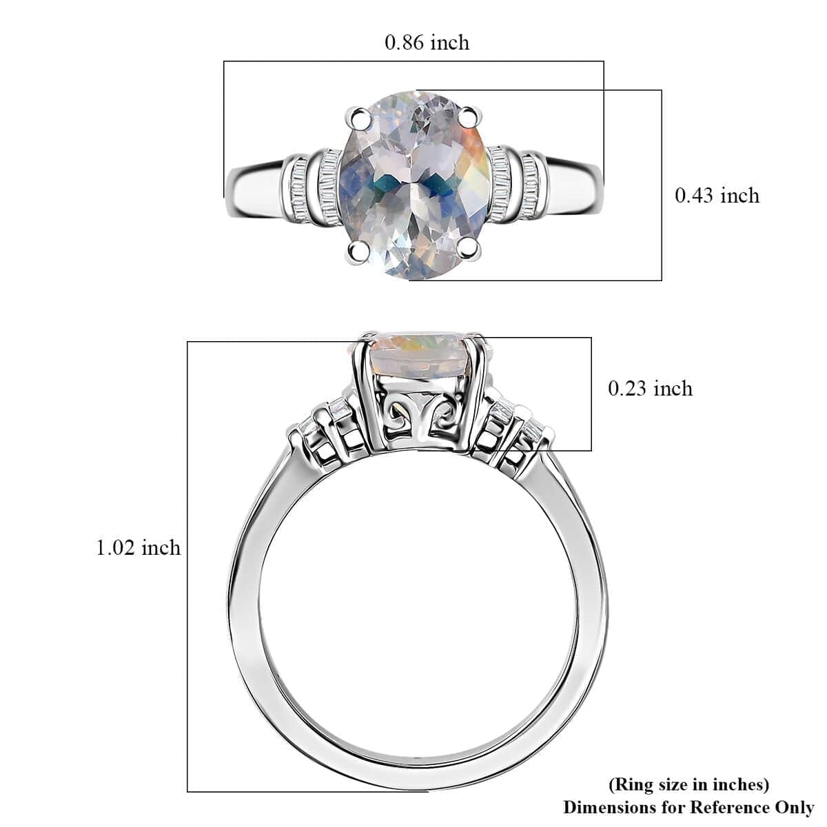 Rhapsody AAAA Malagasy Moonstone and E-F VS Diamond 2.40 ctw Ring in 950 Platinum (Size 7.0) 6.80 Grams image number 5