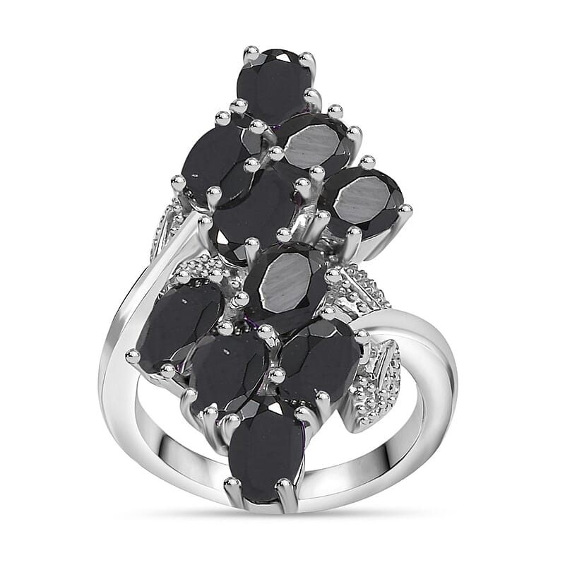 Thai Black Spinel 5.00 ctw Ring in Stainless Steel (Size 11.5)