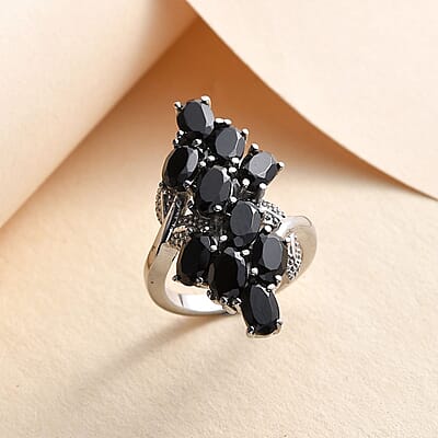 Thai Black Spinel 5.00 ctw Ring in Stainless Steel (Size 11.5)