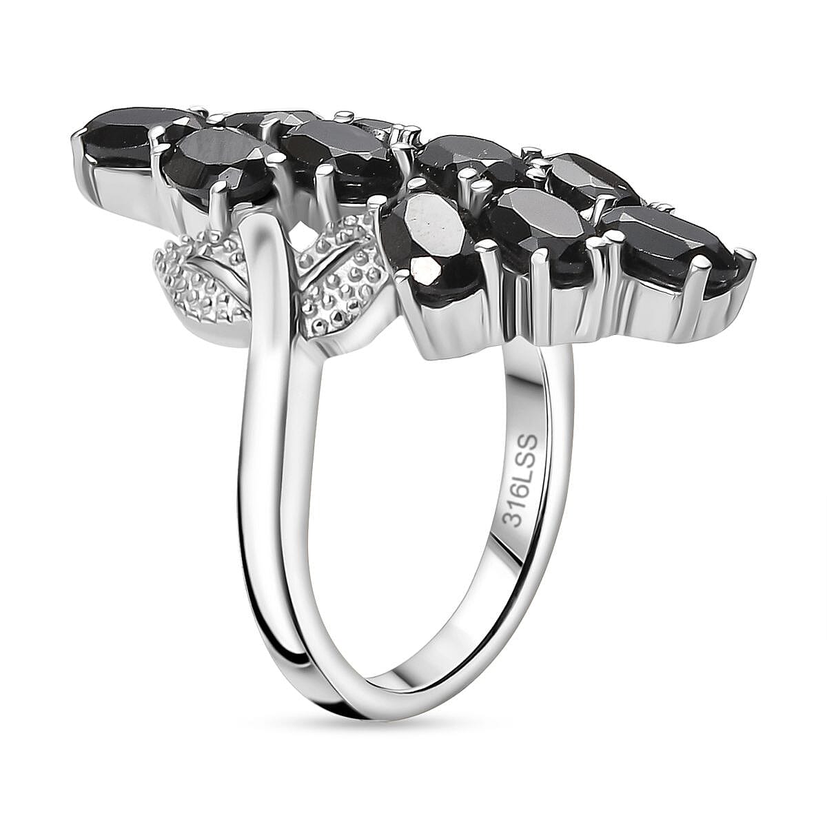 Thai Black Spinel 5.00 ctw Ring in Stainless Steel (Size 11.5)