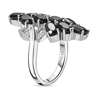 Thai Black Spinel 5.00 ctw Ring in Stainless Steel (Size 11.5)