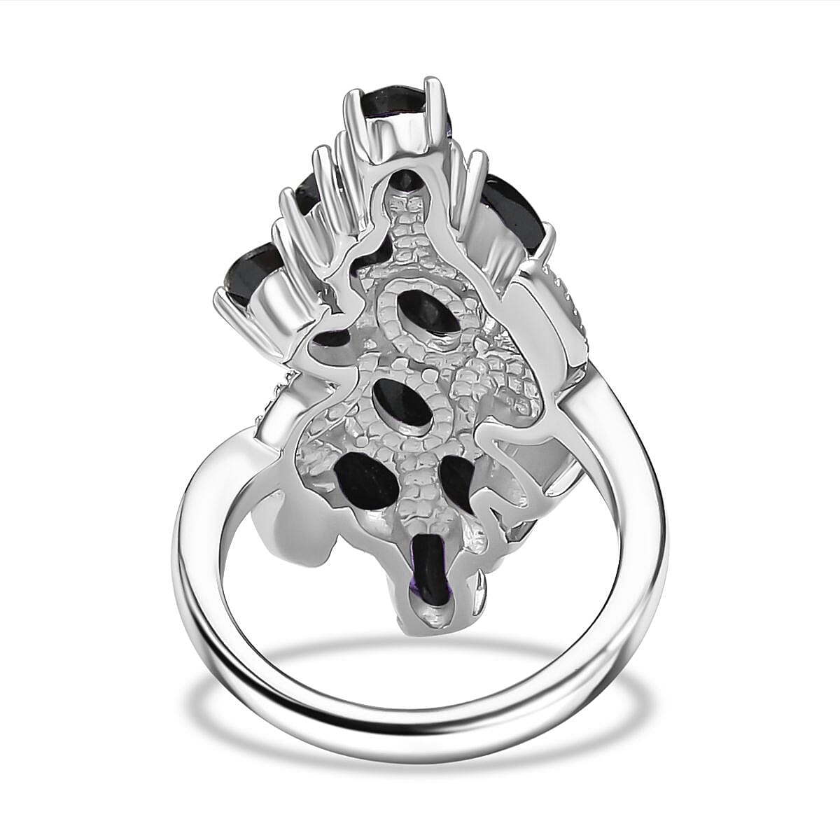 Thai Black Spinel 5.00 ctw Ring in Stainless Steel (Size 11.5)