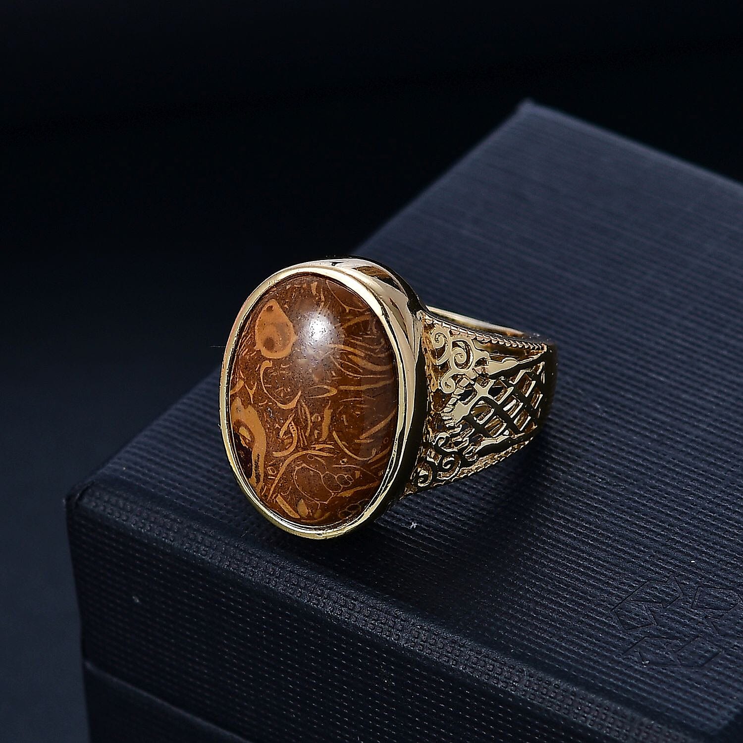 Script Stone 16.00 ctw Ring in 18K YG Plated (Size 5.5)