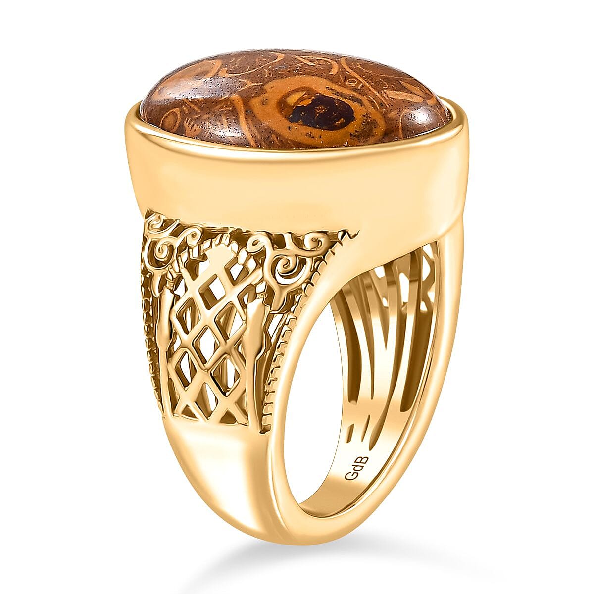 Script Stone 16.00 ctw Ring in 18K YG Plated (Size 5.5)