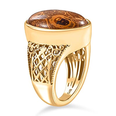 Script Stone 16.00 ctw Ring in 18K YG Plated (Size 5.5)
