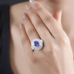 Rhapsody 950 Platinum AAAA Tanzanite, Diamond (E-F, VS) Ring (Size 7.0) 4.36 ctw