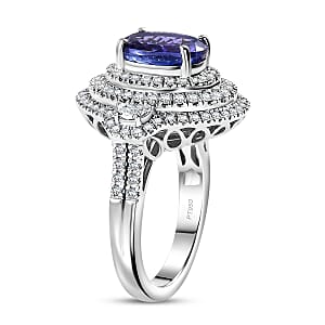 Rhapsody 950 Platinum AAAA Tanzanite, Diamond (E-F, VS) Ring (Size 7.0) 4.36 ctw