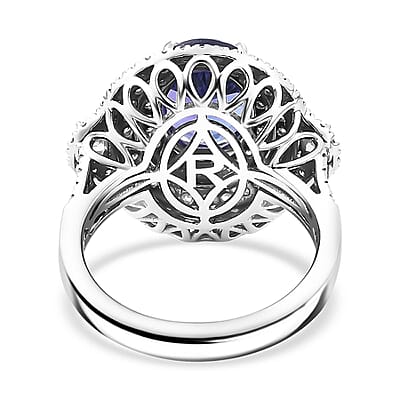 Rhapsody 950 Platinum AAAA Tanzanite, Diamond (E-F, VS) Ring (Size 7.0) 4.36 ctw