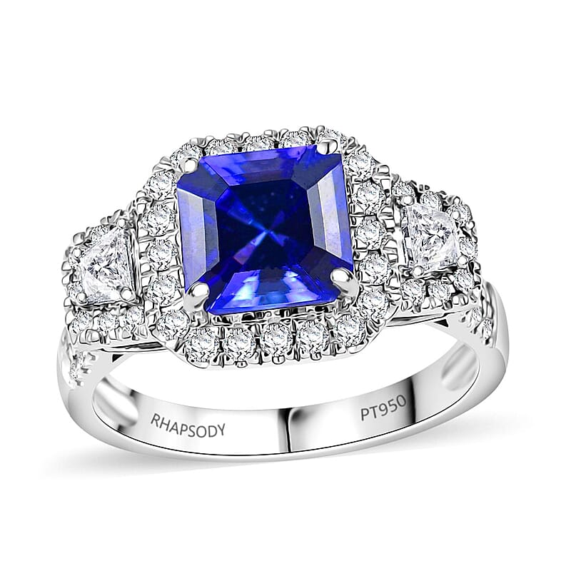 Rhapsody 950 Platinum AAAA Tanzanite, Diamond (E-F, VS) Ring (Size 7.0) 3.56 ctw