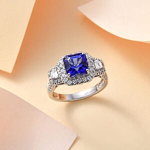 Rhapsody 950 Platinum AAAA Tanzanite, Diamond (E-F, VS) Ring (Size 7.0) 3.56 ctw