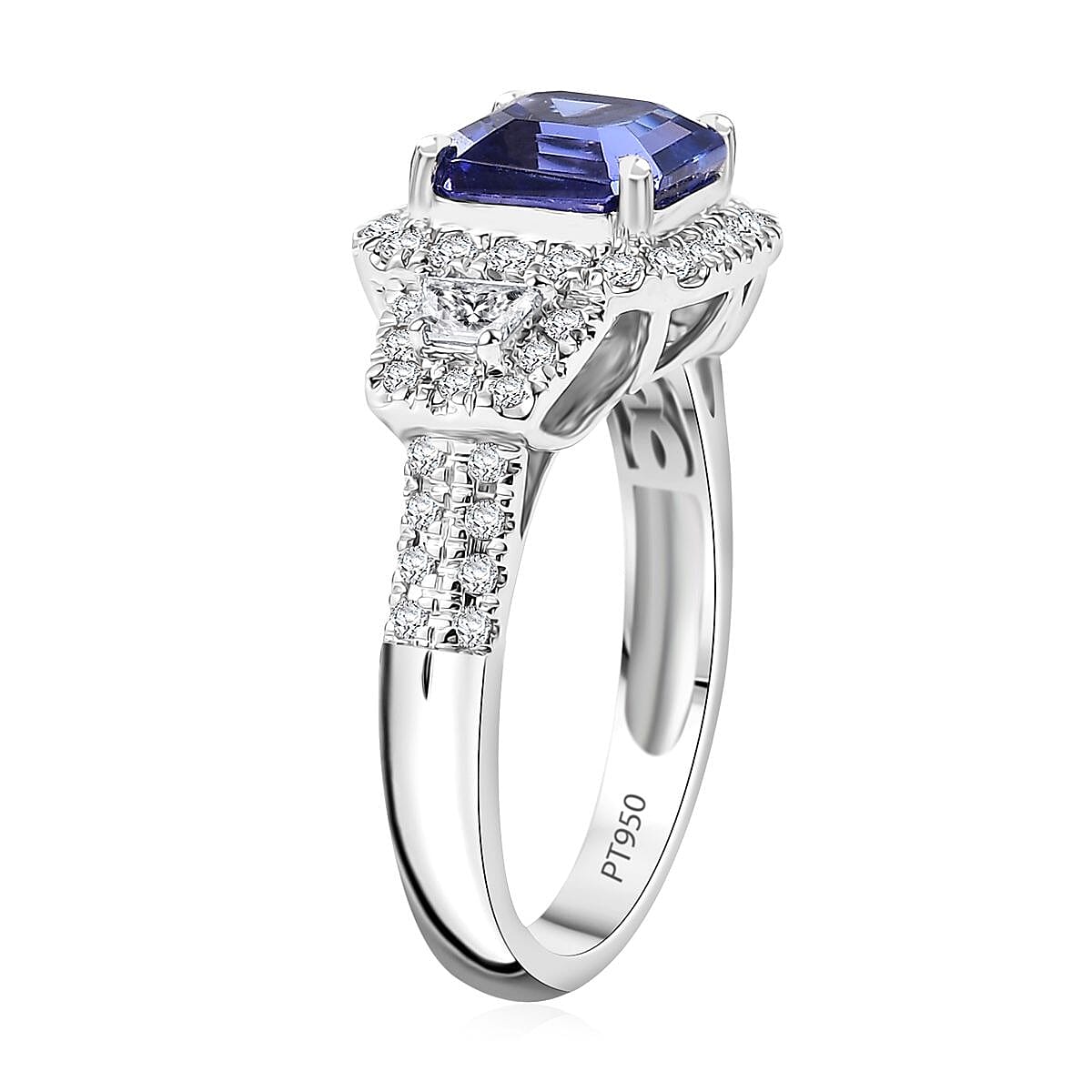 Rhapsody 950 Platinum AAAA Tanzanite, Diamond (E-F, VS) Ring (Size 7.0) 3.56 ctw image number 3