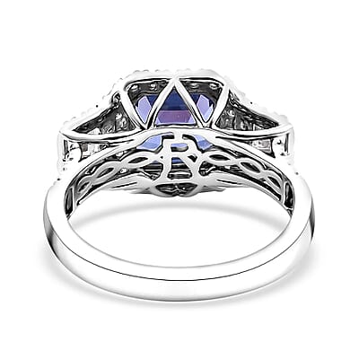 Rhapsody 950 Platinum AAAA Tanzanite, Diamond (E-F, VS) Ring (Size 7.0) 3.56 ctw