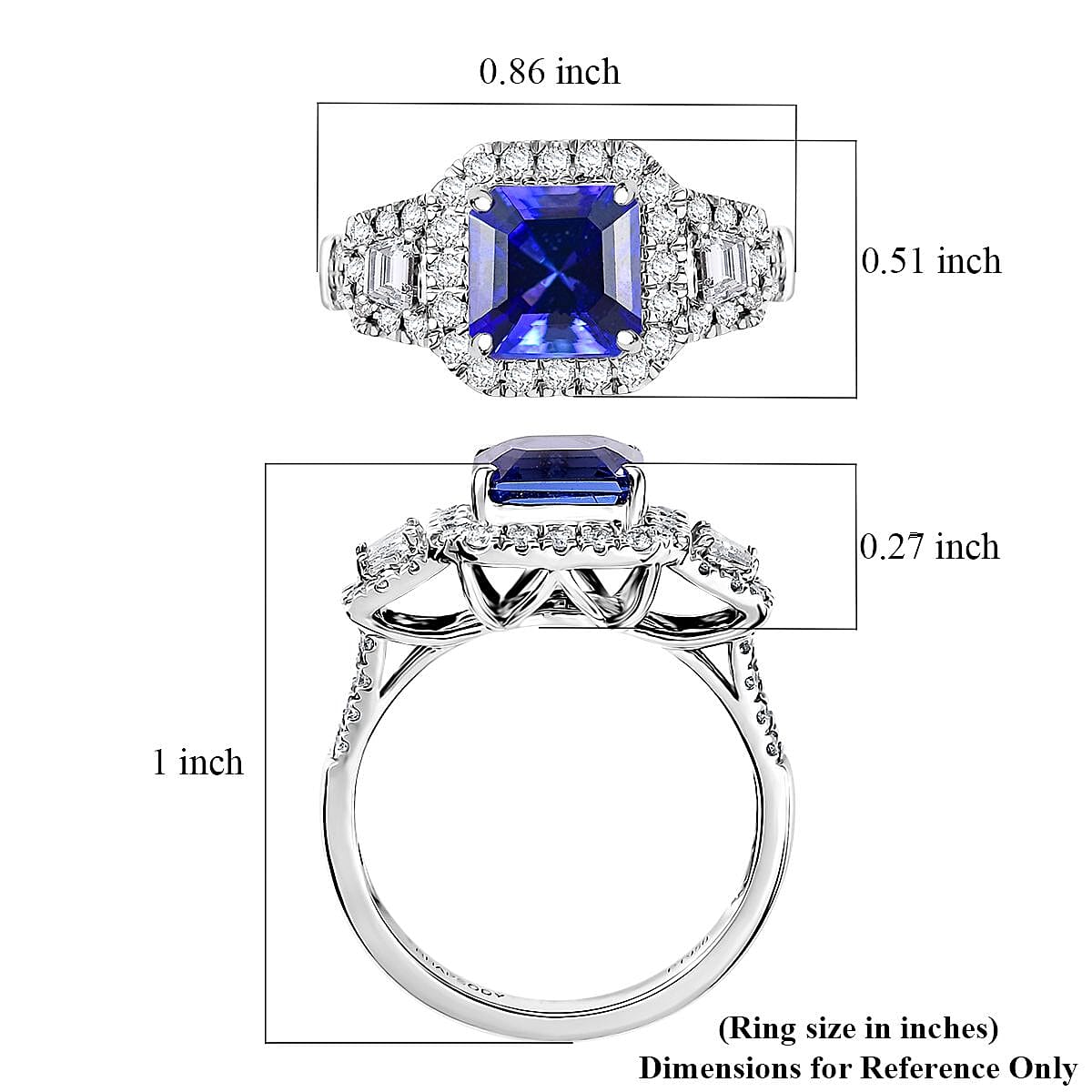 Rhapsody 950 Platinum AAAA Tanzanite, Diamond (E-F, VS) Ring (Size 7.0) 3.56 ctw image number 5