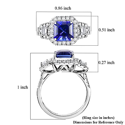 Rhapsody 950 Platinum AAAA Tanzanite, Diamond (E-F, VS) Ring (Size 7.0) 3.56 ctw