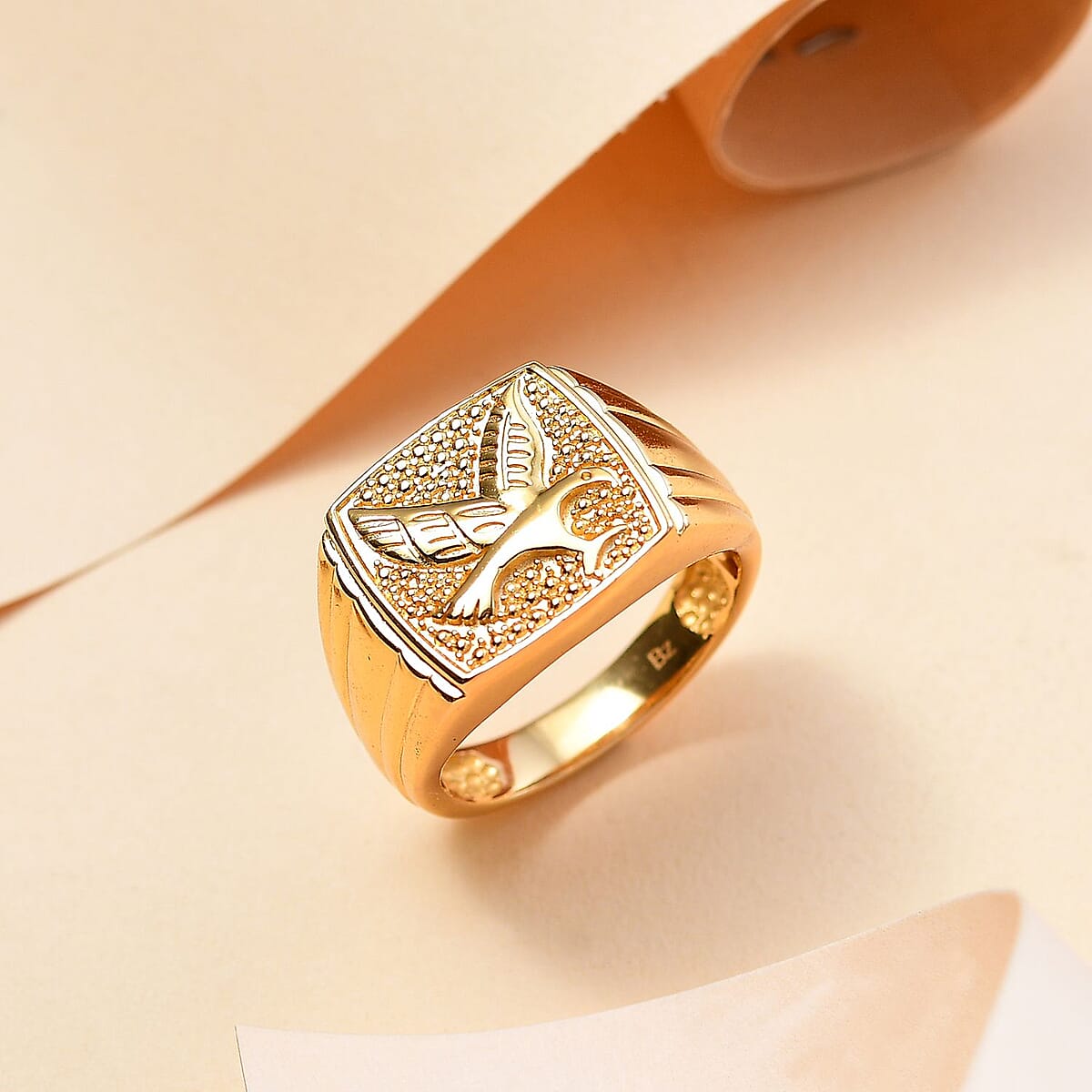 Value Buy EverTrue Bronzella Collection Eagle Men's Rings in 18K YG Plated Bronze (Size 11.0) image number 1