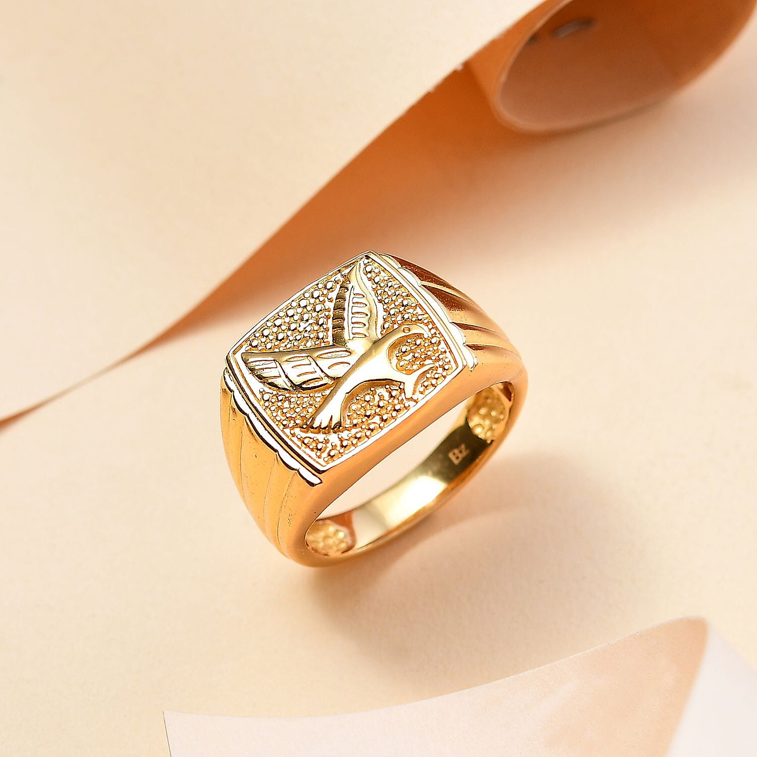 EverTrue Bronzella Collection Eagle Men's Rings in 18K YG Plated Bronze (Size 12.0)