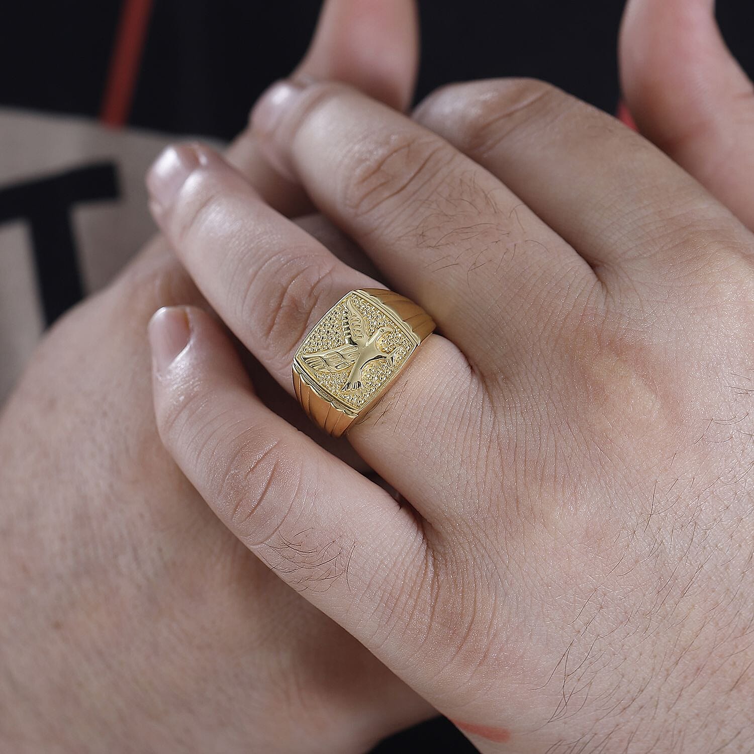 EverTrue Bronzella Collection Eagle Men's Rings in 18K YG Plated Bronze (Size 12.0)
