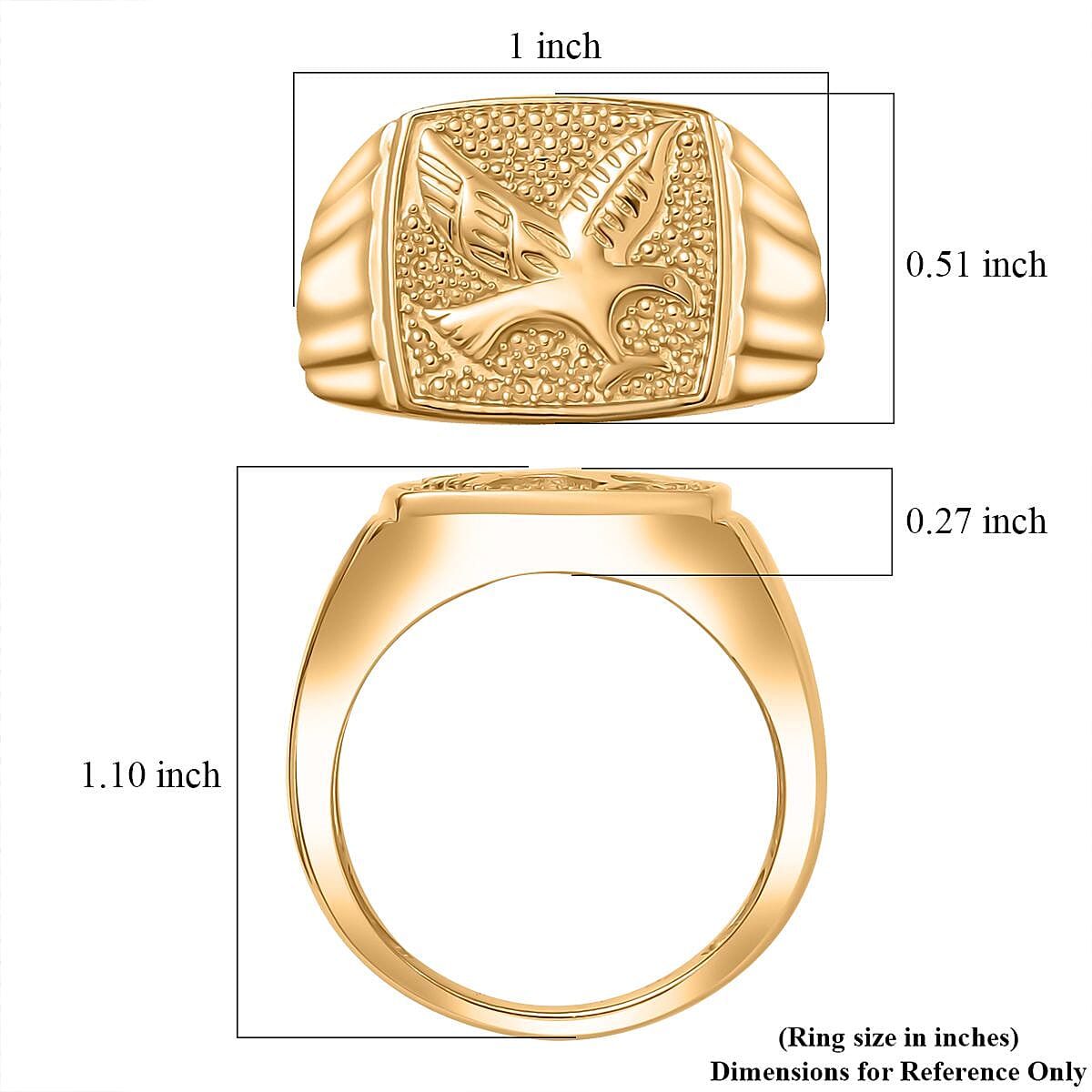 EverTrue Bronzella Collection Eagle Men's Rings in 18K YG Plated Bronze (Size 12.0)