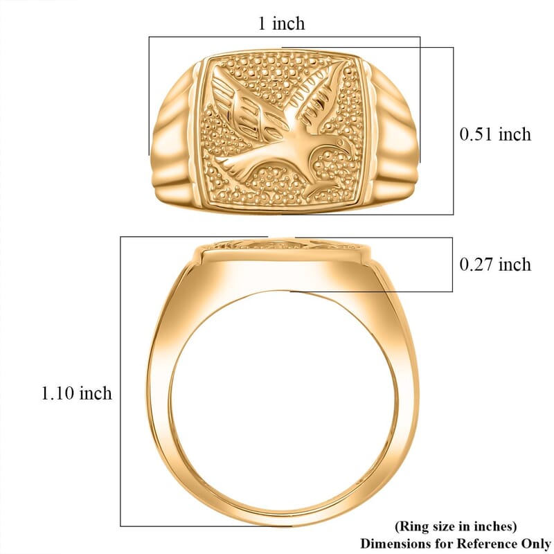 EverTrue Bronzella Collection Eagle Men's Rings in 18K YG Plated Bronze (Size 12.0)