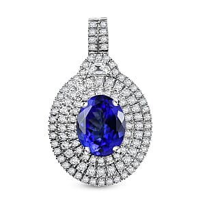 950 Platinum  AAAA  Tanzanite   White Diamond  EF, VS Main Stone With Side Stone Pendant ,  Platinum Wt. 5 g 4.55 ctw