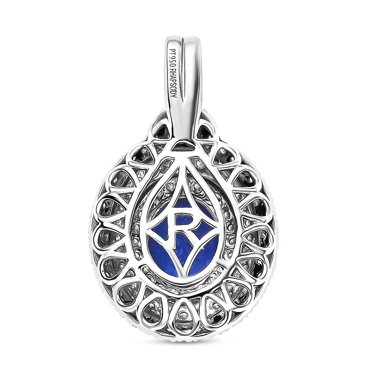 950 Platinum  AAAA  Tanzanite   White Diamond  EF, VS Main Stone With Side Stone Pendant ,  Platinum Wt. 5 g 4.55 ctw image number 4