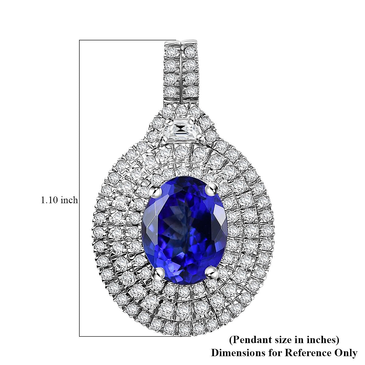 950 Platinum  AAAA  Tanzanite   White Diamond  EF, VS Main Stone With Side Stone Pendant ,  Platinum Wt. 5 g 4.55 ctw image number 5