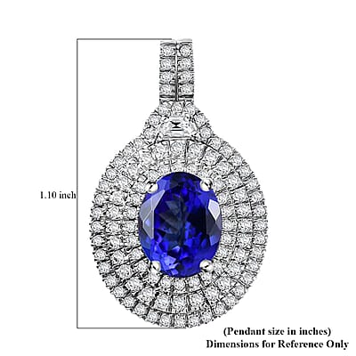 Rhapsody 950 Platinum AAAA Tanzanite, Diamond (E-F, VS) Pendant without Chain 4.03 ctw