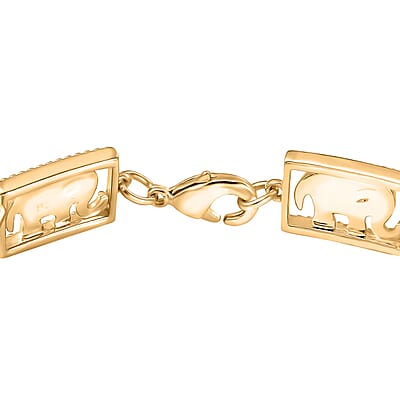 EverTrue Bronzella Collection Traveling Elephant Bracelet in 18K YG Plated Bronze (6.50 In)