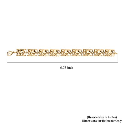 EverTrue Bronzella Collection Traveling Elephant Bracelet in 18K YG Plated Bronze (6.50 In)