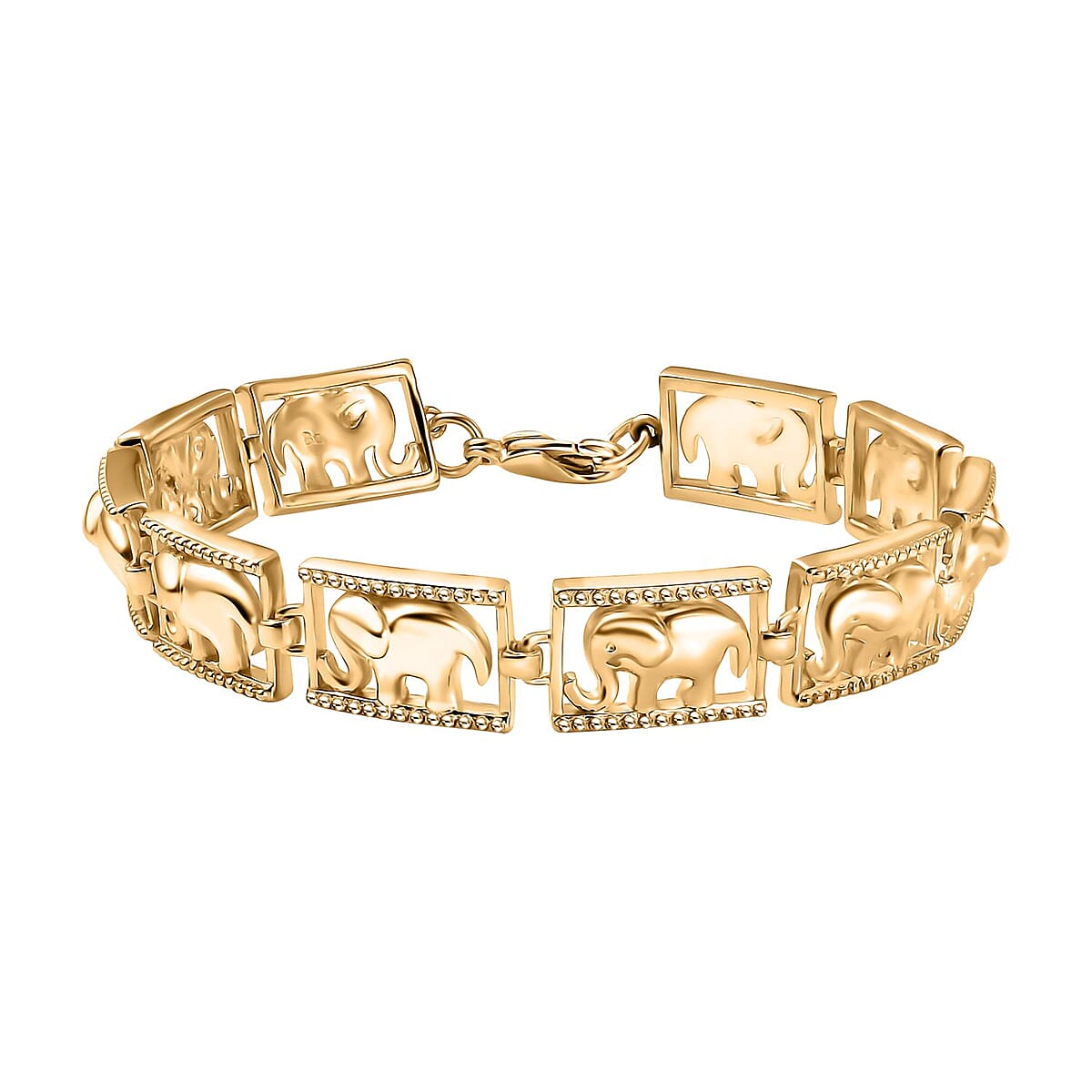 EverTrue Bronzella Collection Traveling Elephant Bracelet in 18K YG Plated Bronze (7.25 In) image number 0