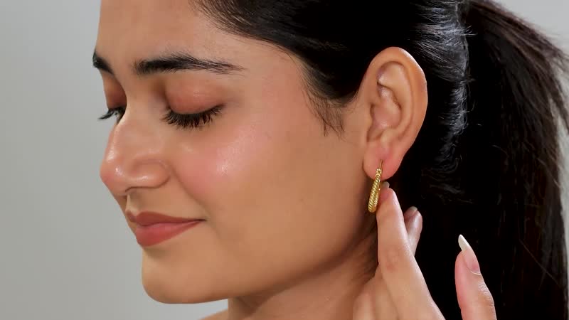 EverTrue Bronzella Collection Rope Twisted Hoop Earrings in 18K YG Plated Bronze