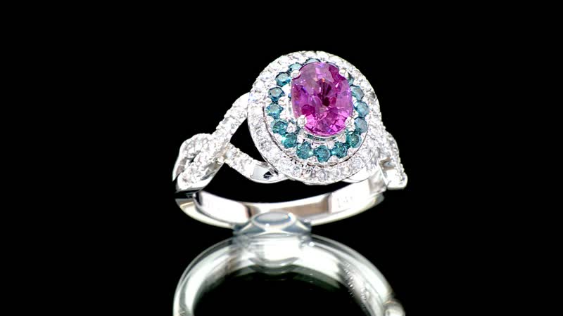Doorbuster Luxoro 14K White Gold AAA Pink Sapphire, Natural Pink and White Diamond (I2) Ring (Size 7.0) 1.77 ctw