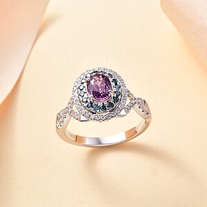 Certified & Appraised Luxoro AAA Lavender Sapphire, Blue and I2 White Diamond 2.00 ctw Ring in 14K White Gold (Size 9.0) 4.80 Grams