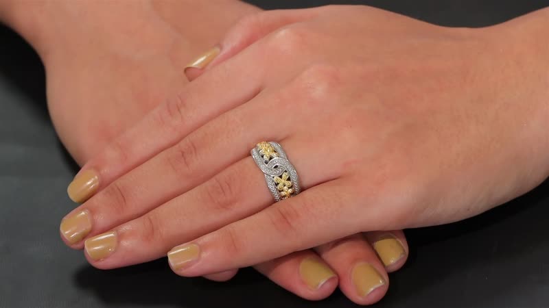 Karis White Diamond Accent Link Ring in 18K RG Plated and Platinum Bond