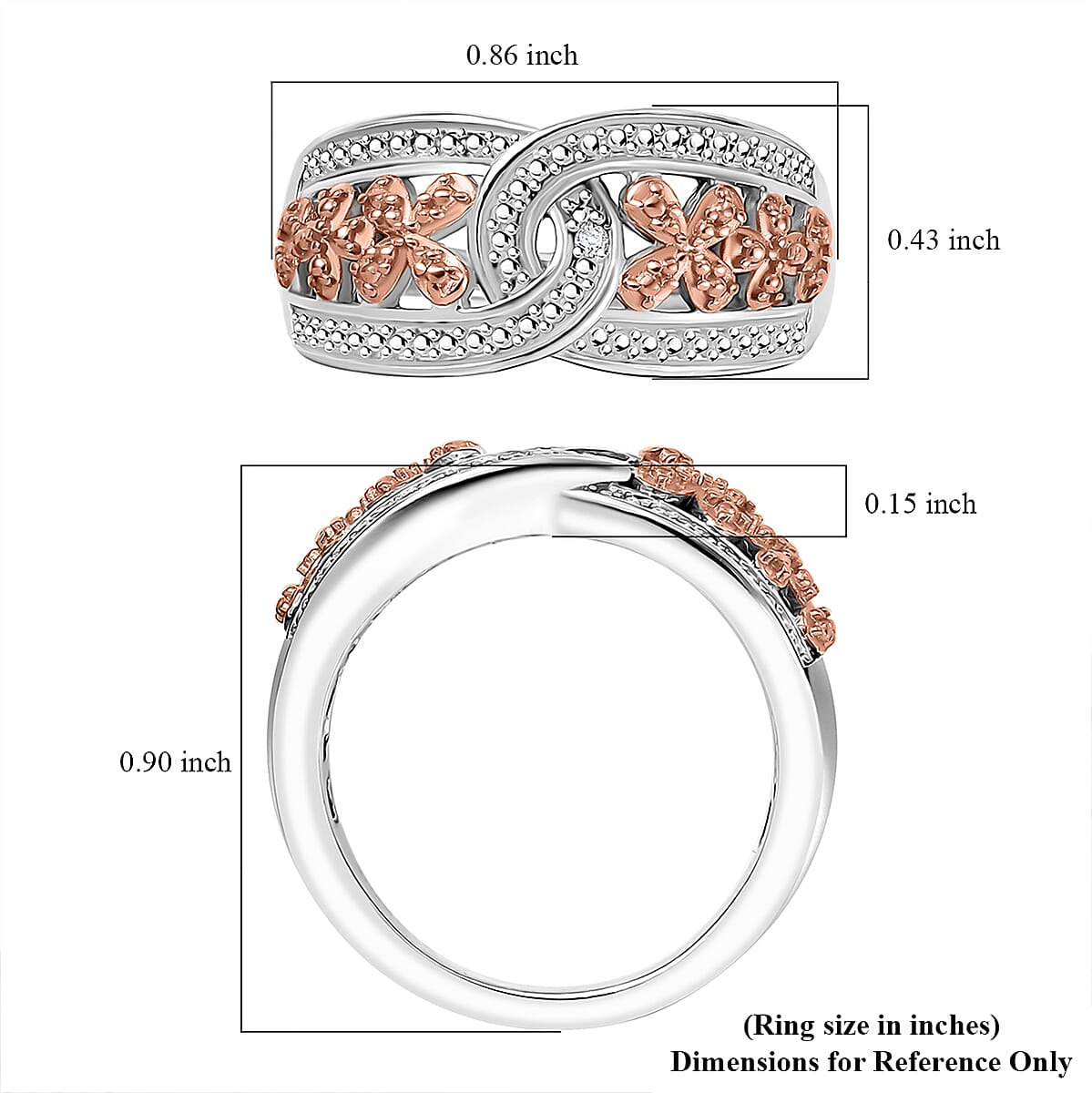 Karis White Diamond Accent Link Ring in 18K RG Plated and Platinum Bond (Size 8.0) image number 5