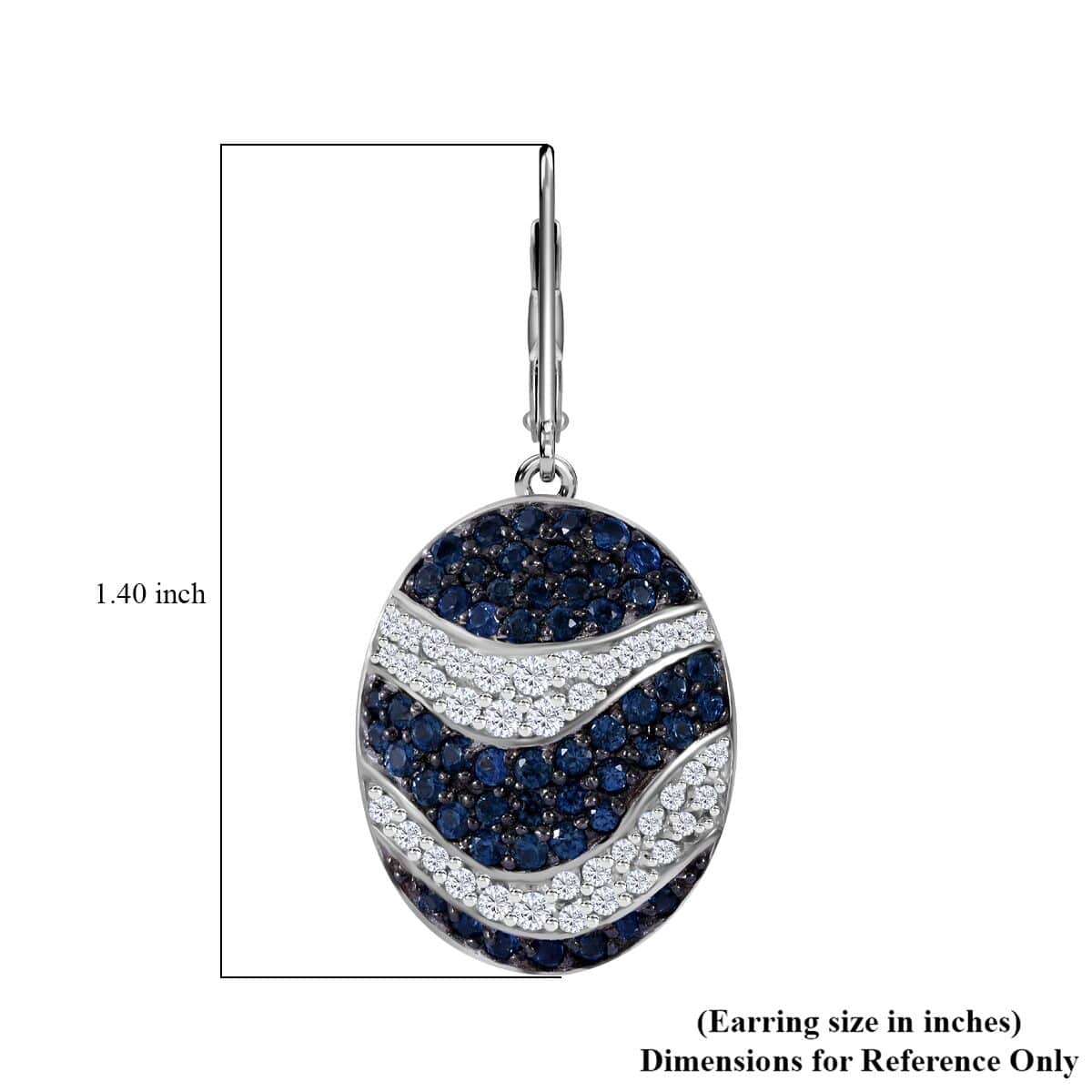 Madagascar Blue Sapphire, White Zircon Ocean Waves Earrings in Rhodium Over Sterling Silver 4.35 ctw image number 4