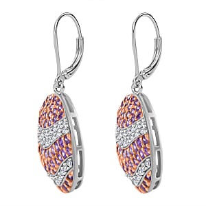 Madagascar Pink Sapphire and White Zircon 4.50 ctw Ocean Waves Earrings in Rhodium Over Sterling Silver