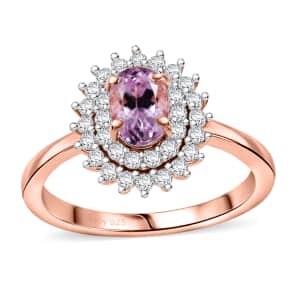 Premium Martha Rocha Kunzite and Moissanite 1.70 ctw Sunlit Ring in 18K Vermeil Rose Gold Over Sterling Silver (Size 6.0)