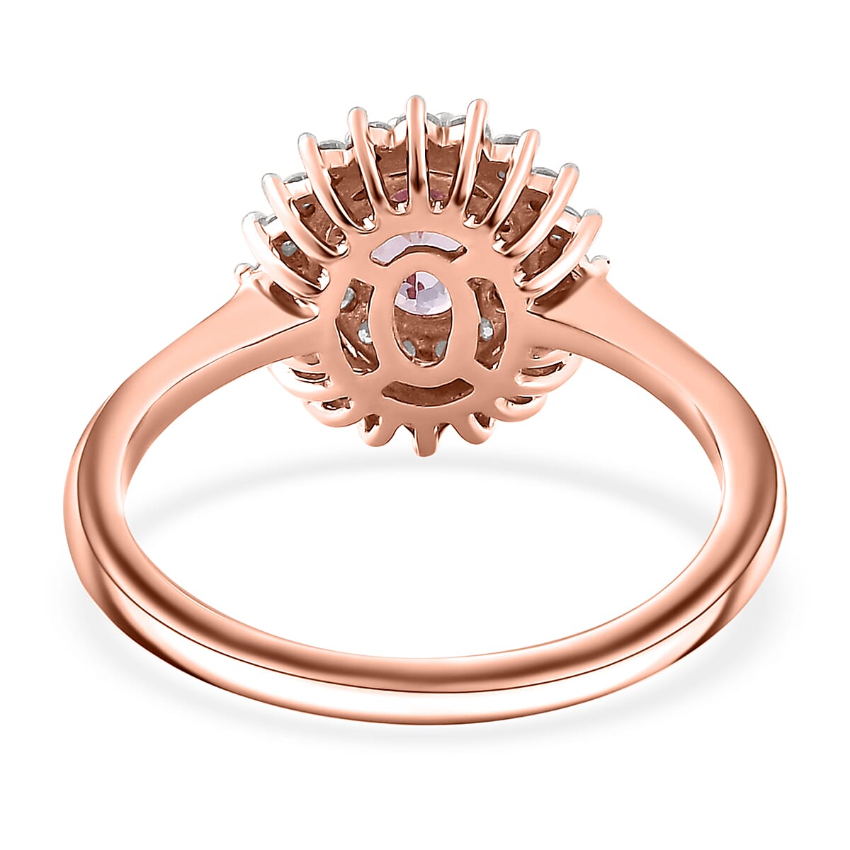 D'Joy Premium Martha Rocha Kunzite and Moissanite 1.70 ctw Sunlit Ring in 18K Vermeil Rose Gold Over Sterling Silver (Size 6.0)