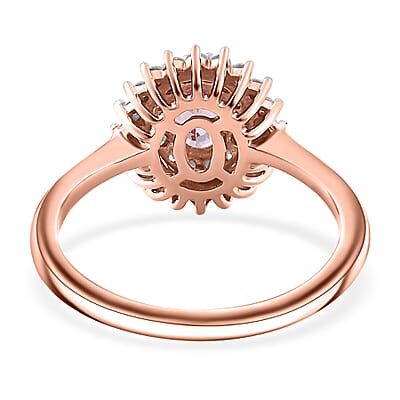 D'Joy Premium Martha Rocha Kunzite and Moissanite 1.70 ctw Sunlit Ring in 18K Vermeil Rose Gold Over Sterling Silver (Size 6.0)